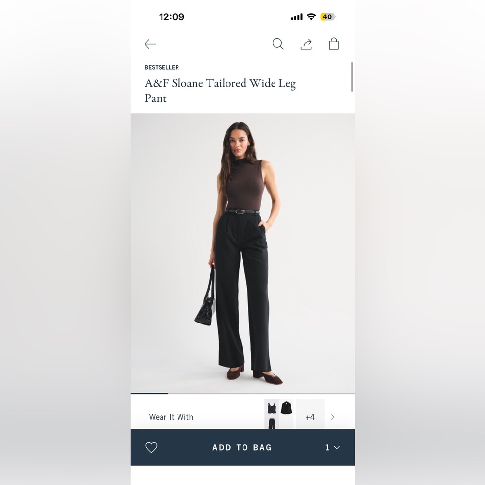 Abercrombie & Fitch Black Wide-Leg Pants